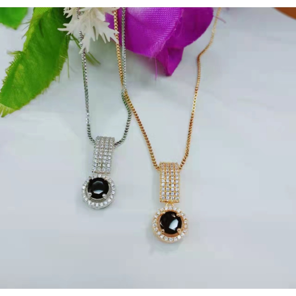 Kalung xuping permata putih&amp;hitam lapis emas A,B