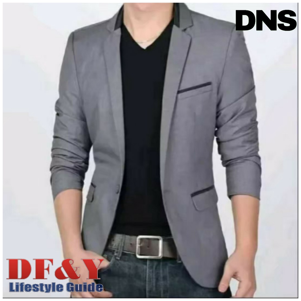Daniera Jas Blazer Pria Abu Original DF&Y / Jas Blazer Kerja Kantor Formal / Jas Style Korea Slimfit