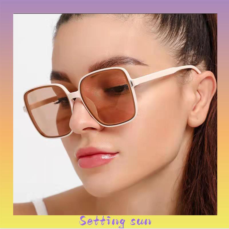 Kacamata Pria/wanita Korean Fashion Retro Square Frame Kacamata Hitam Wanita Metal Sunglasses Anti Uv400 TN