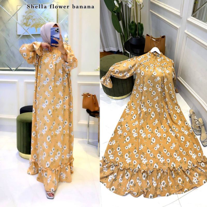 NEW DRESS BUNGA DRESS SHELA FLOWER VIRAL GAMIS MUSLIMAH KEKINIAN