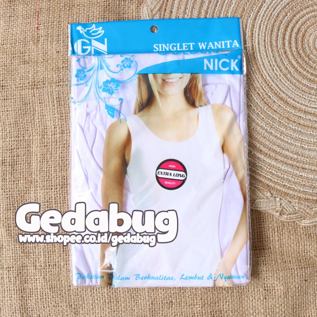 Singlet Wanita Golden Nick Cewe | Tangtop wanita Super soft warna dasar Putih | Gedabug