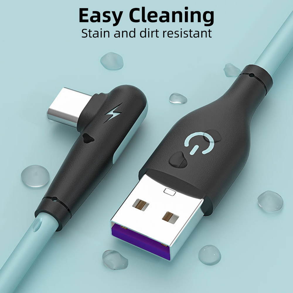 Kabel Data Type C 3A Fast Charging Cable Liquid Silicone 90 Degree Video Game Quick Charger