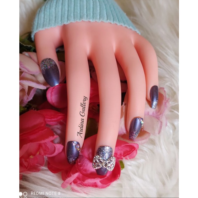 KUKU PALSU LILAC// KUKU PALSU UNGU TARO// FAKE NAIL WEDDING FREE LEM