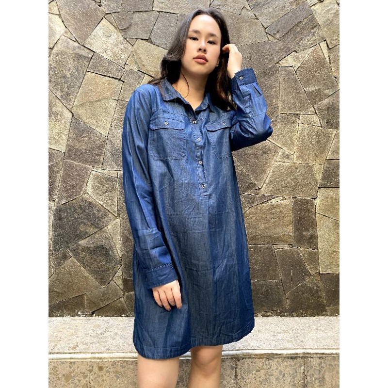Old Navy semi dress jeans tunik busui kancing depan