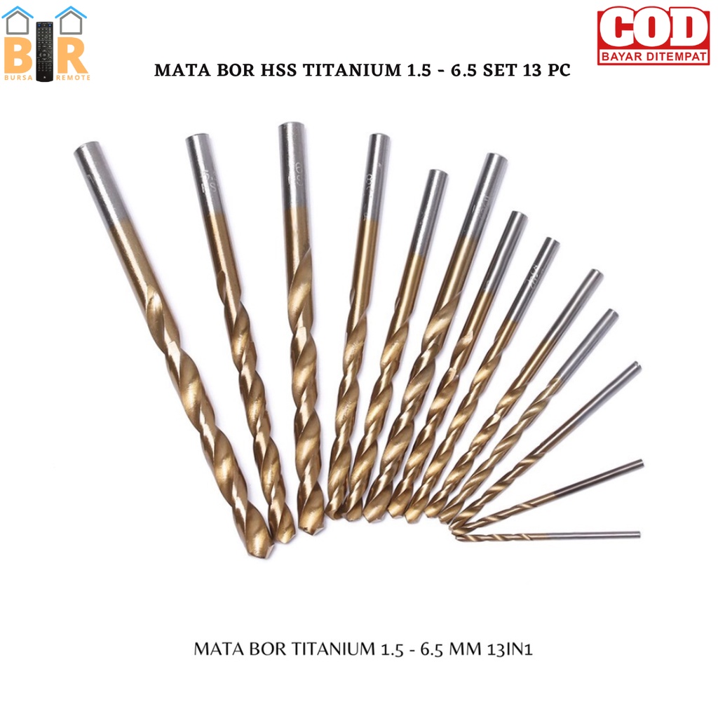 set 13pcs MATA BOR HSS lubang set lapis TITANIUM 1.5 - 6.5