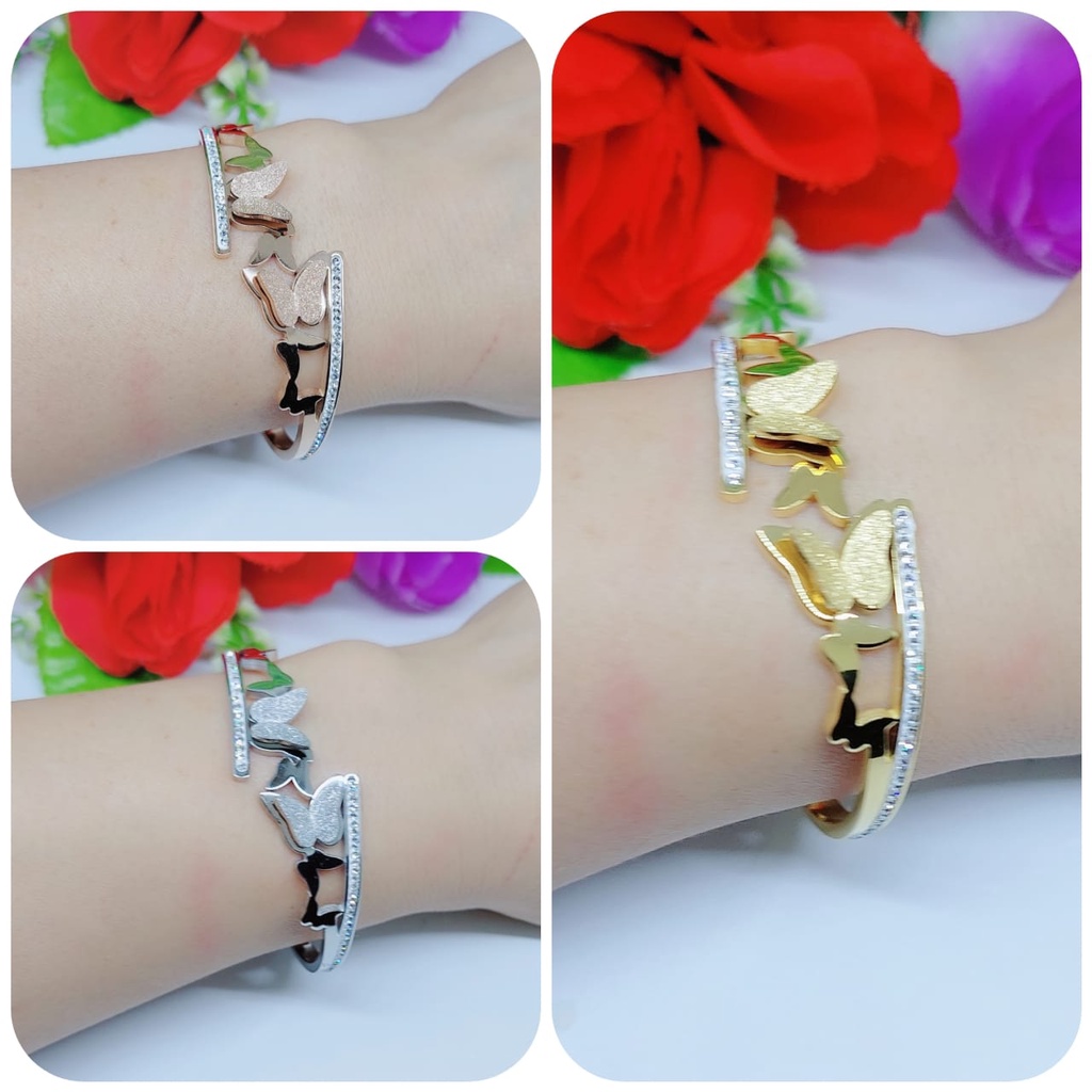 Set titanium perhiasan gelang dan cincin wanita