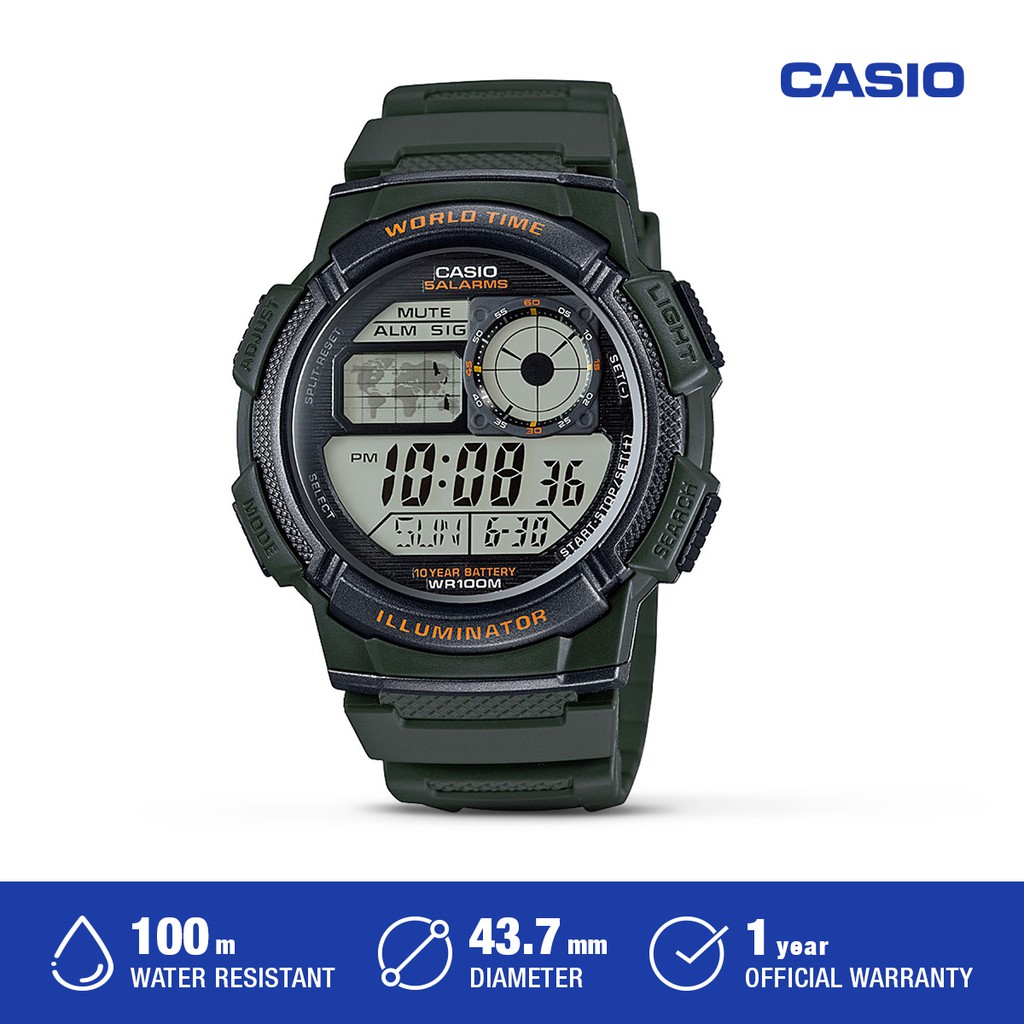 Casio Original AE-1000W-3AVDF Jam Tangan Pria Digital Waterproof