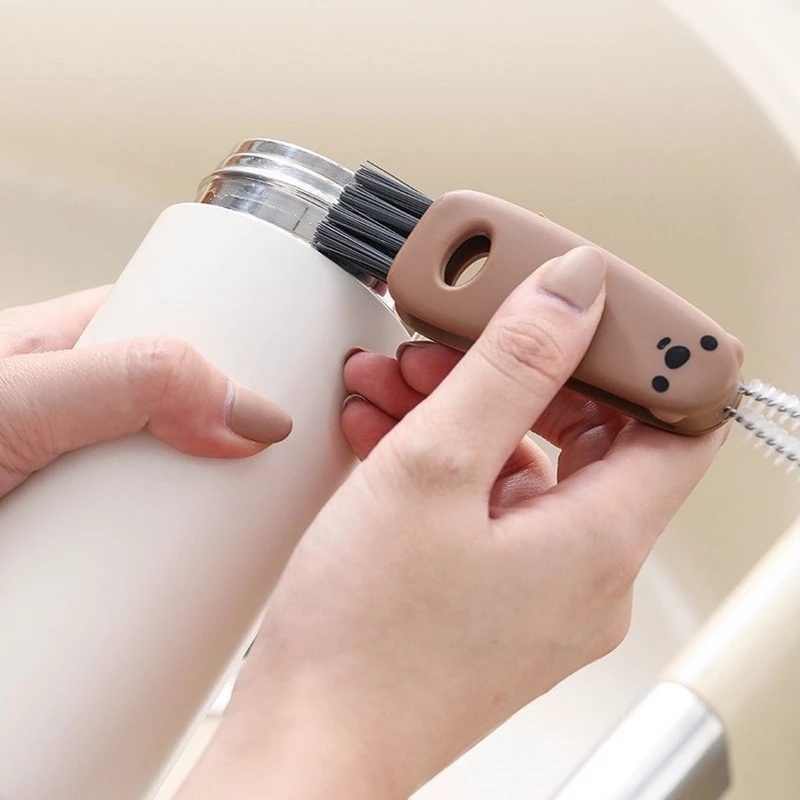 3 in 1 Sikat Pembersih Botol / Kotak Makan Siang / Keyboard / Teko / Cangkir Multifungsi Motif Kartun Beruang