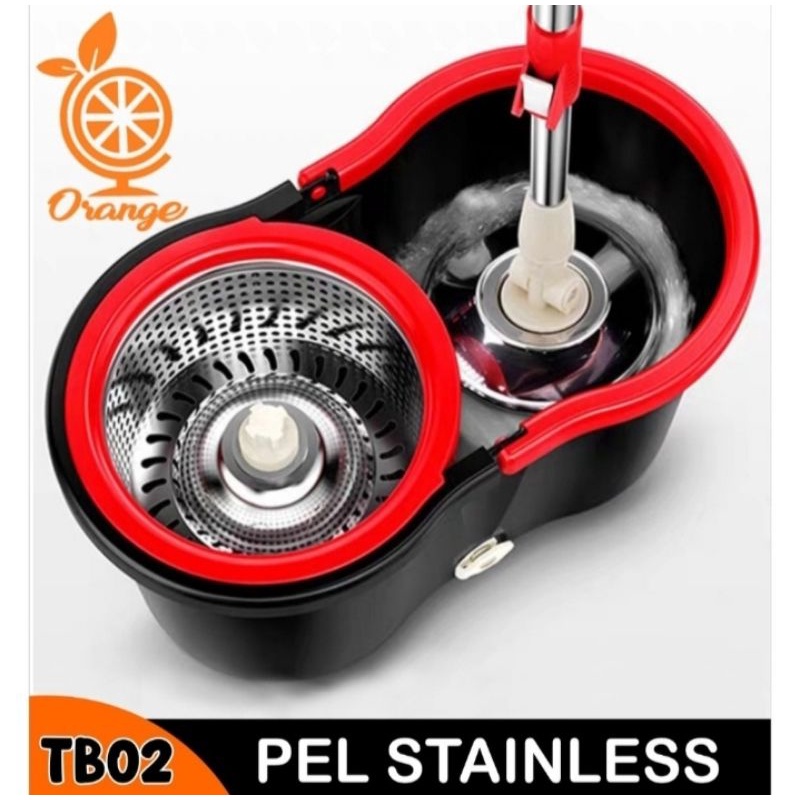 Alat Pel Lantai Spin mop peras otomatis terpisah putar praktis super mop portable lipat stainless st