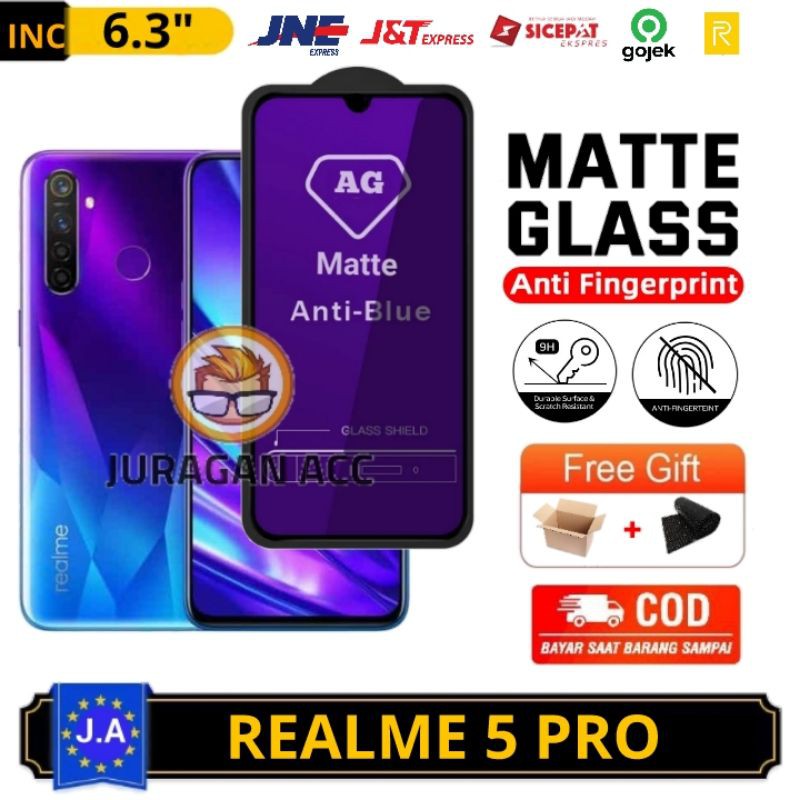 Tempered Glass Full Layar Anti Minyak Blue Matte Realme 5 PRO TG Anti Gores Radiasi Realme 5 PRO
