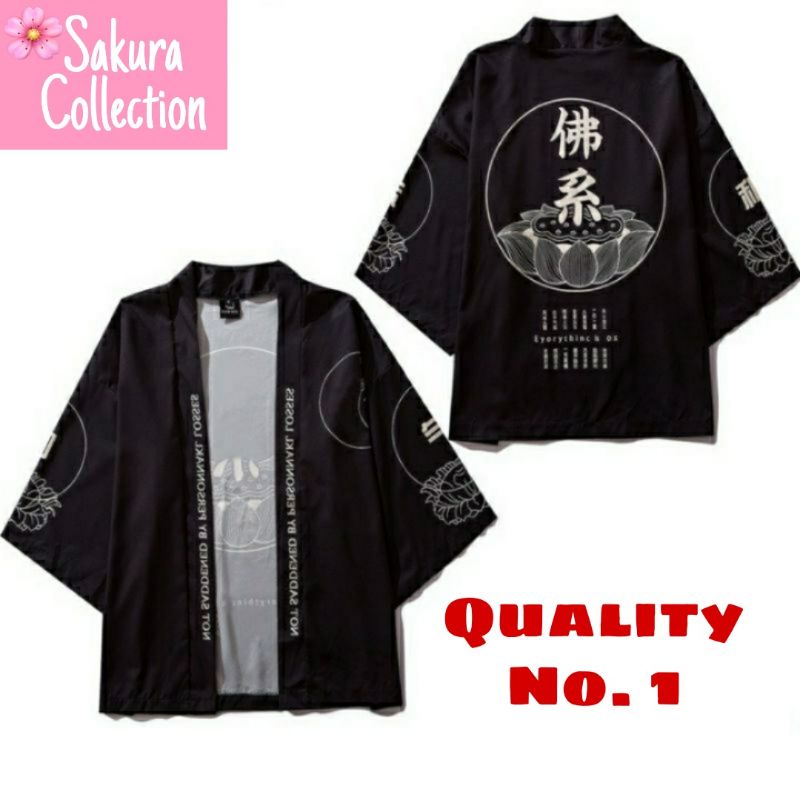 baju KIMONO Japan Style cardigan motif kanji Japanese Jepang pria wanita