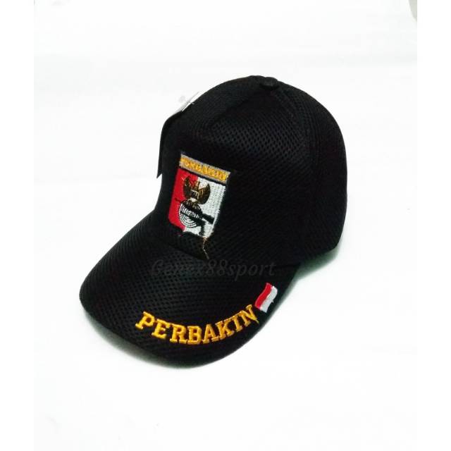 Topi lapangan doblemesh jaring logo/bordir perbakin / Topi Perbakin logo