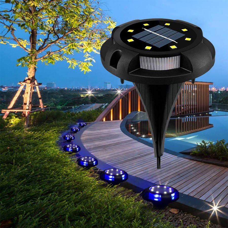 Lampu Taman Solar Tenaga Surya Lampu Taman Tancap Garden Lamp Lampu Tanam LED Solar Outdoor Waterproof 8 LED Sensor Gerak Dekorasi Taman Lampu Penerangan Malam