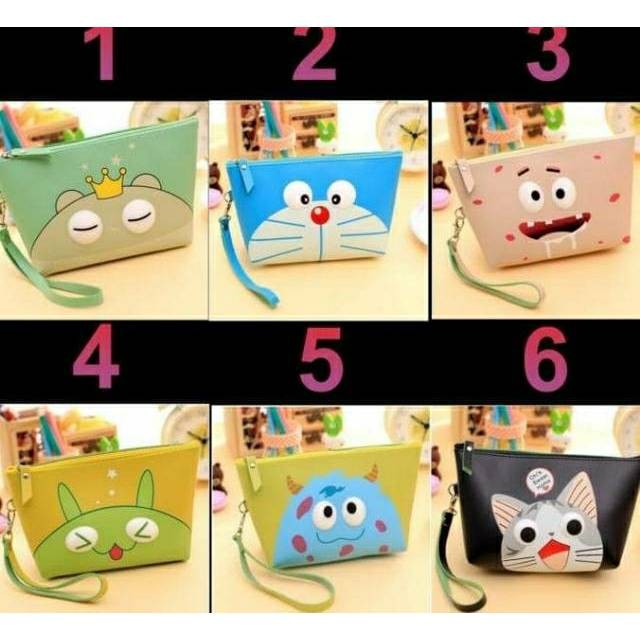 Tas kosmetik pouch Korea Motif Kartun Lucu