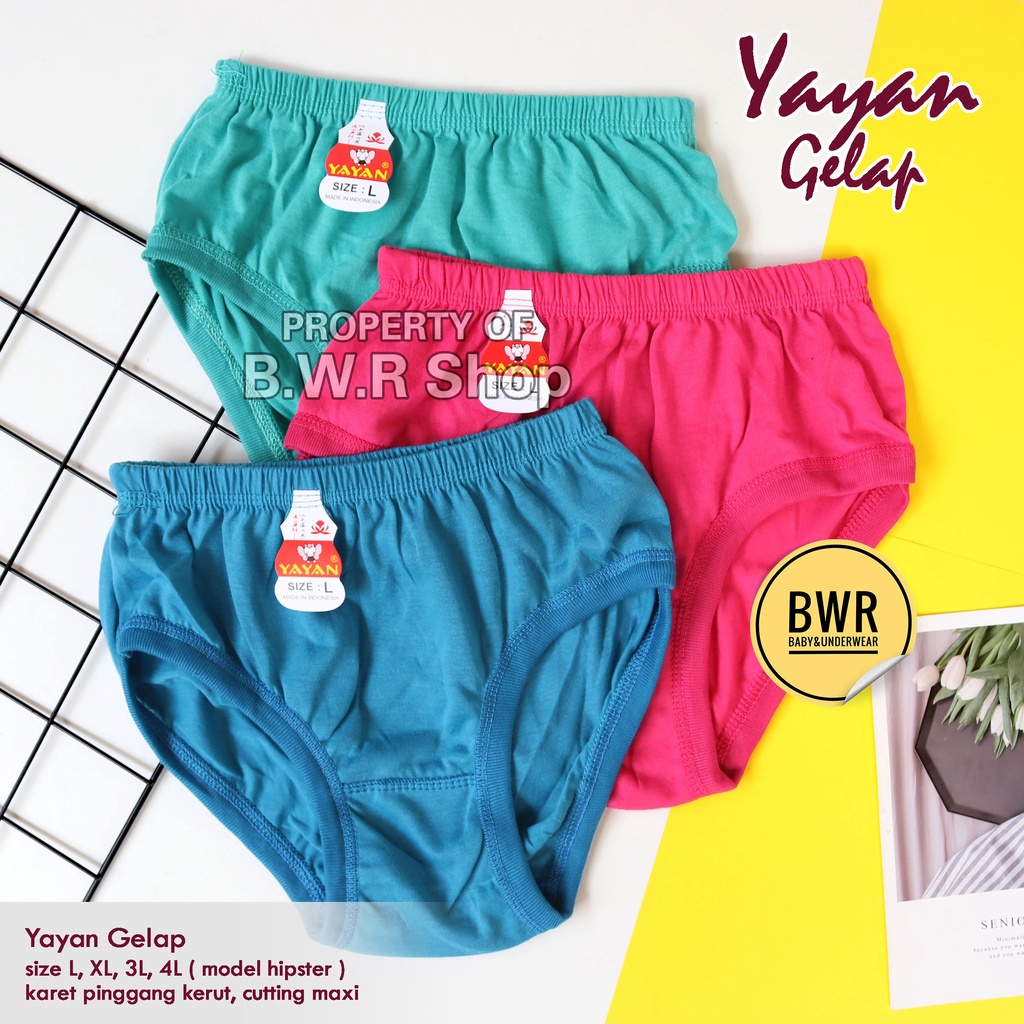 [ 6pc ] CD Yayan GELAP DEWASA / Celana Dalam Wanita Dewasa Karet Kerut CD Sister Jumbo Murah | Bwr