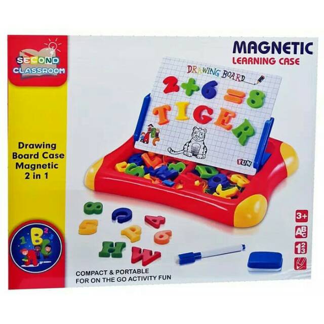 Mainan Edukasi Magnetic Learning Case Drawing Board 2 in 1