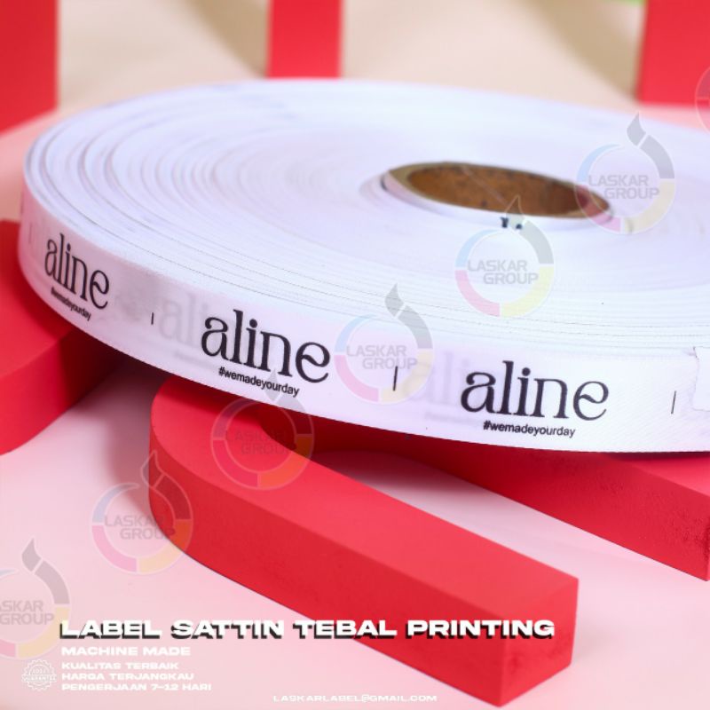 

label satin tebal 1.3cm 160 meter /label baju/label pakaian(free desain)