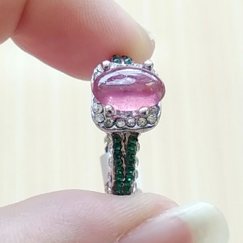 Cincin Batu Permata Natural Pink Ruby Ladies / Wanita Mewah