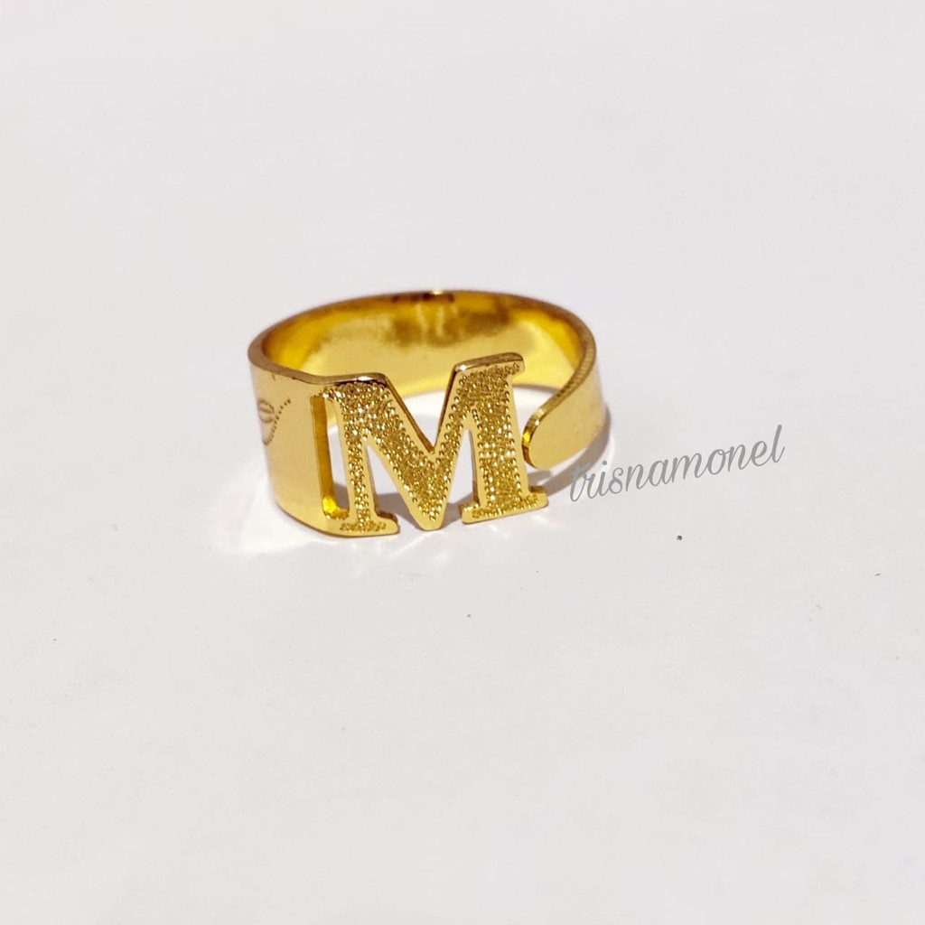 CINCIN CUSTOM HURUF BAHAN SILVER DAN KUNINGAN LAPIS EMAS