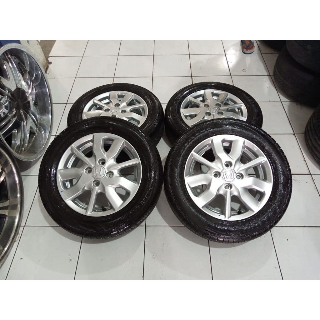 Velg Mobil Bekas Copotann Std New Brio Satya R14+Ban Dunlop 175 65 Kondisi 90% Pcd 4x100 Melayani TT