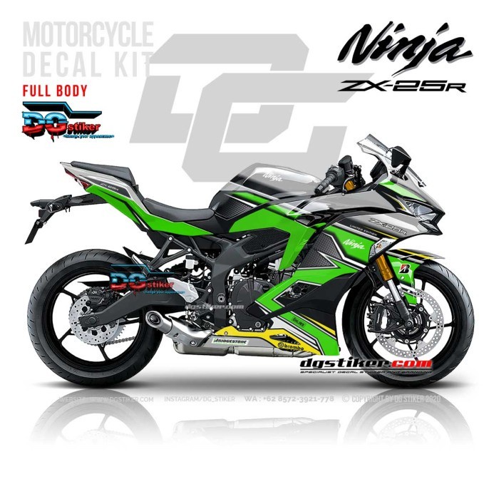 Modif Striping ZX25R Hitam Hijau Shadow DG Stiker