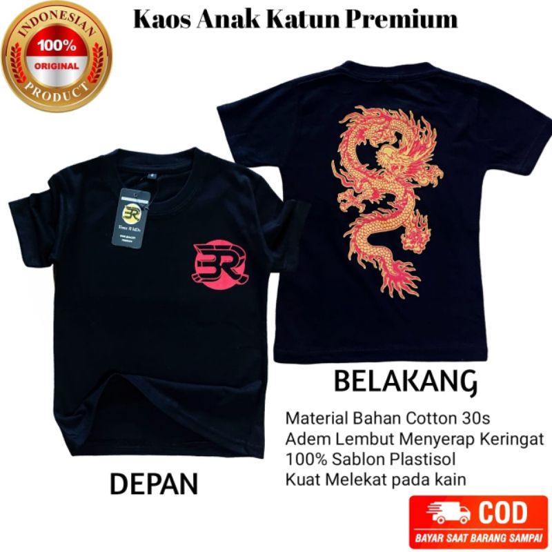 Kaos Anak Distro Naga/Dragon Jepang Laki Laki Perempuan Keren