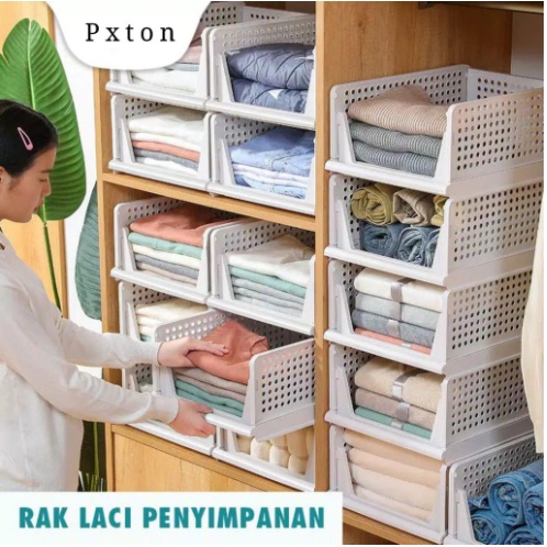 RAK LACI LIPAT, STORAGE BOX, RAK PAKAIAN SUSUN Barang Rak Baju Tempat Baju Rak Laci Storage LEMARI uk.18.5x43x33.5cm