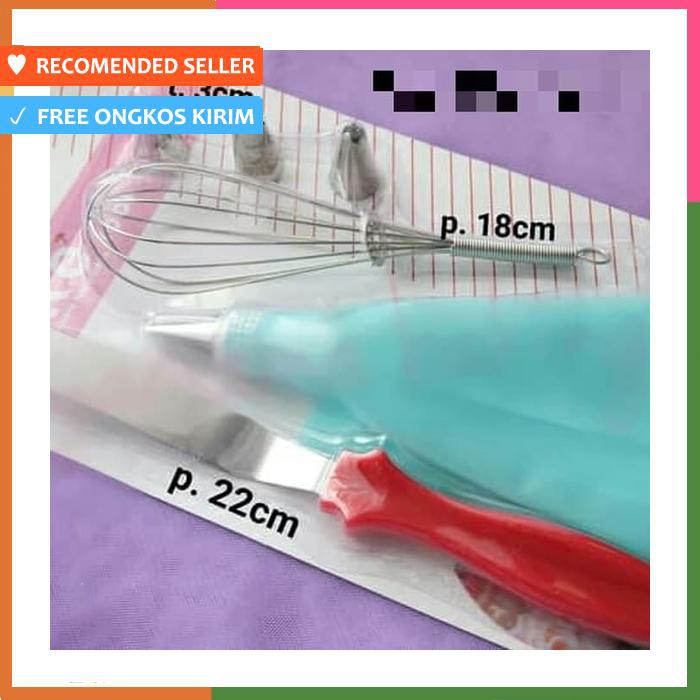 SPUIT SET WHISKER SPATULA STAINLESS PIPPING BAG SILIKON