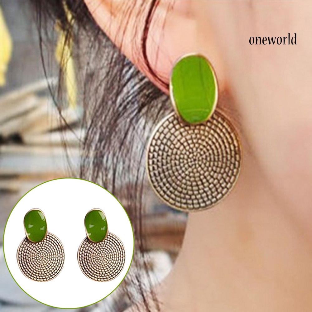 OW@ Wedding Party Jewelry Annual Ring Pendant Ear Studs Vintage Women's Earrings