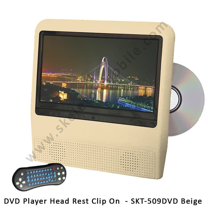 Skeleton DVD Player Monitor 1 Pcs Headrest Clip On SKT - 509DVD Beige