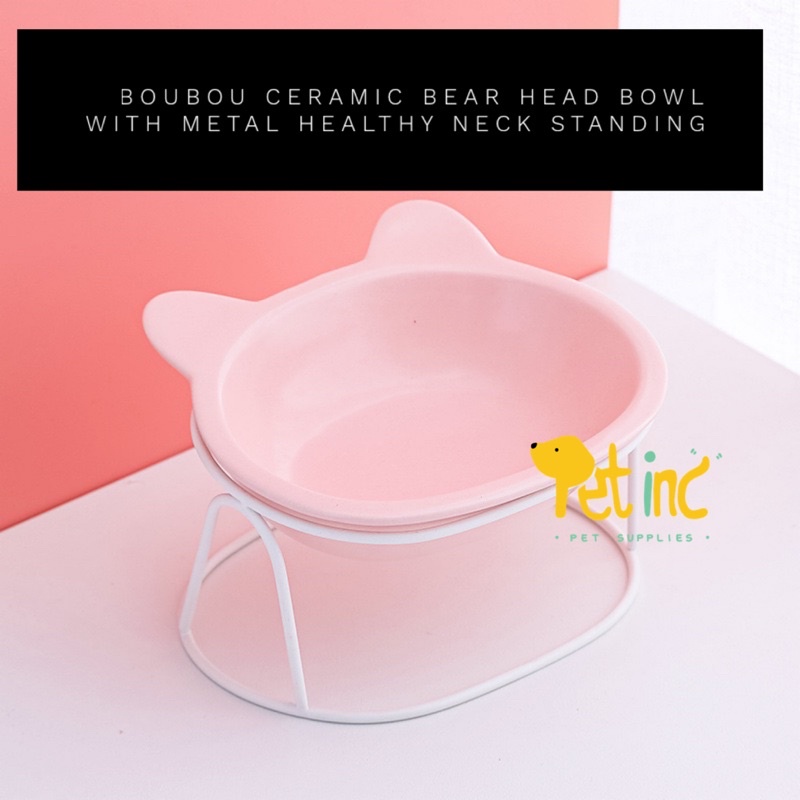 Boubou ceramic bear head bowl with metal healthy neck standing