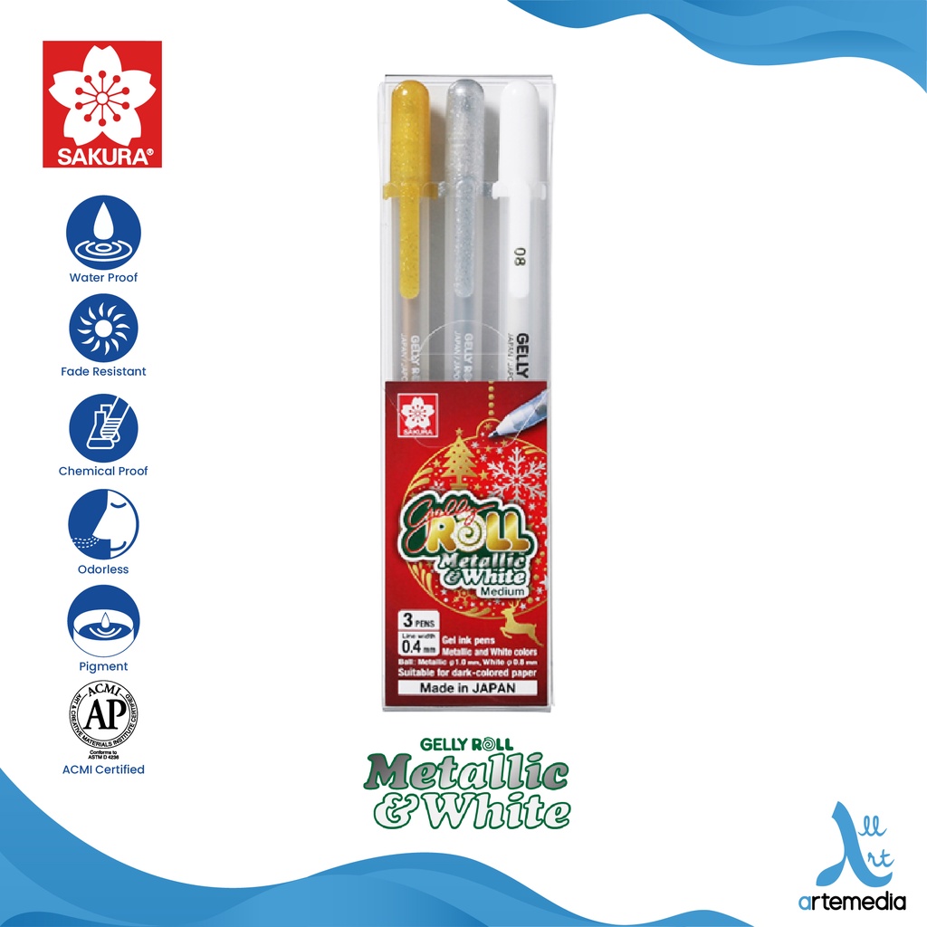 

Sakura Gelly Roll Metallic and White Color Gel Pen Bolpen
