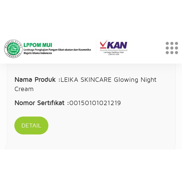 Leika Skincare Glowing Night Cream BPOM Halal MUI Perawatan Wajah Glowing Pencerah Wajah Kecantikan-6