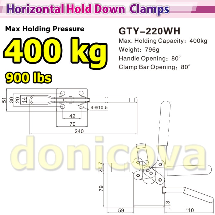 Toggle Clamp Vertical GH 220WH GTY 220 WH setara WIPRO TCH-914 400kg