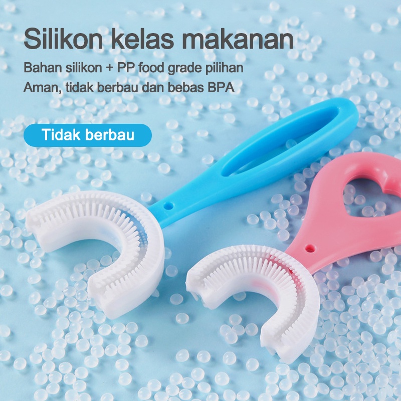 Sikat gigi betuk u anak Bahan silikon / Training Toothbrush/Sikat gigi anak berbentuk U L301