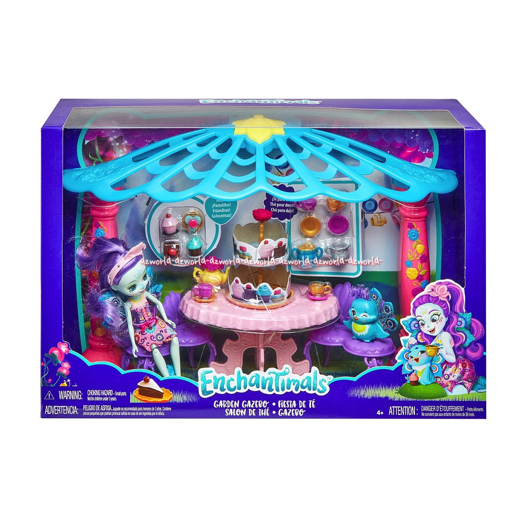 Enchantimals Garden Gazebo Playset Patter Peacock Doll &amp; Flap Figure Boneka Encantimels