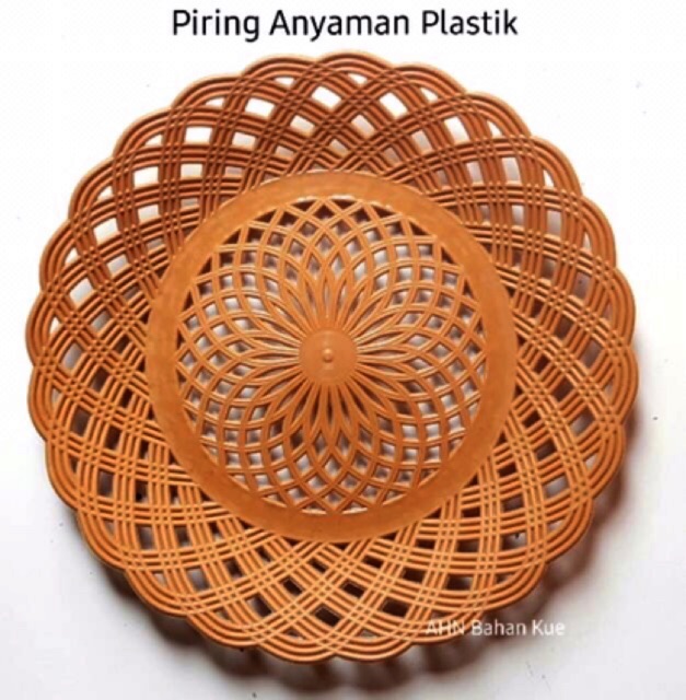 Piring Anyaman Plastik Bulat 12pc Warna Cokelat