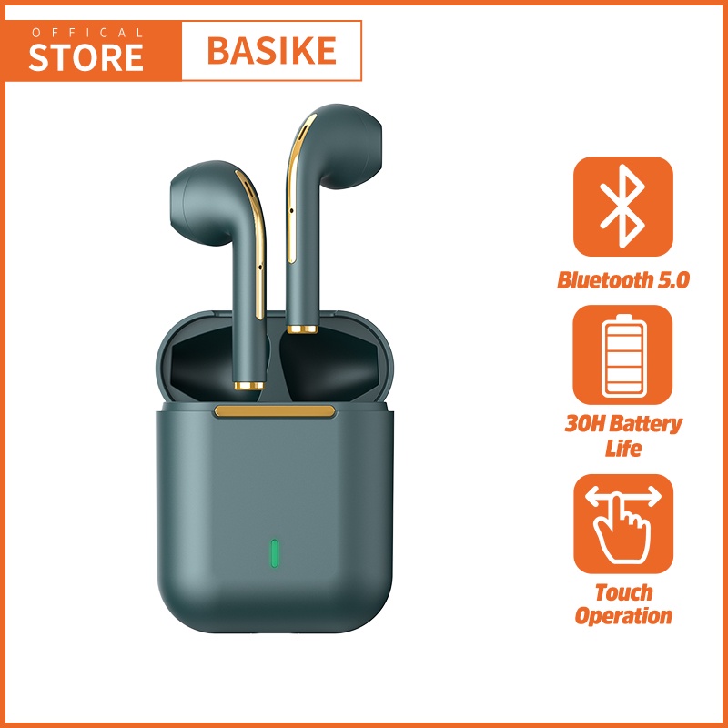 Headset Wireless Earphone Mini Earbuds TWS Bluetooth 5.0 HIFI Stereo Sound Music In-ear Earbuds Gaming With Mic Cocok Original Untuk Android IPhone Touch Sensor With Mic Noise Cancellation Sport tampilan digital Macaron-Hijau- LED
