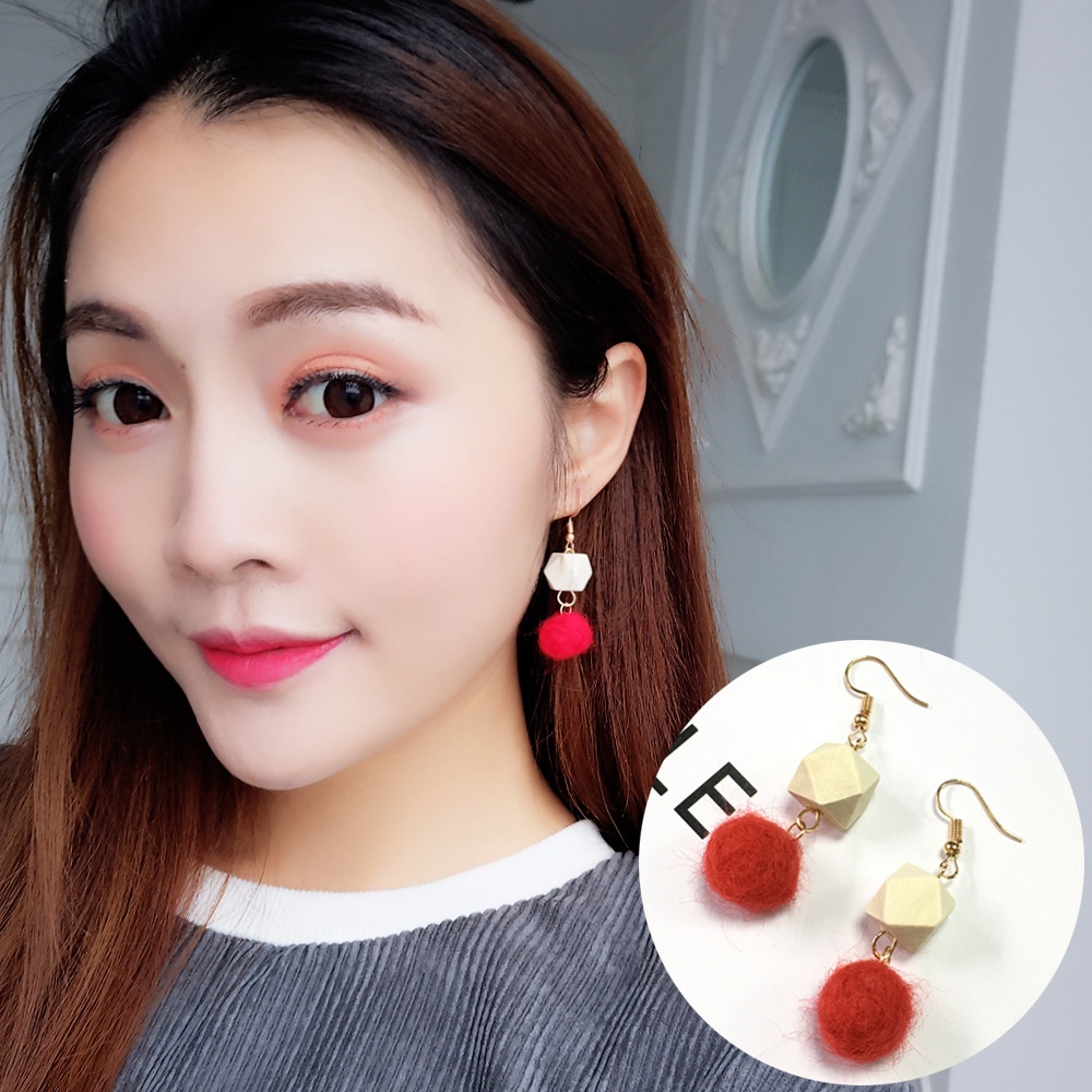 Baru buatan tangan desain musim gugur dan musim dingin manis gaya Korea anting-anting geometris pers