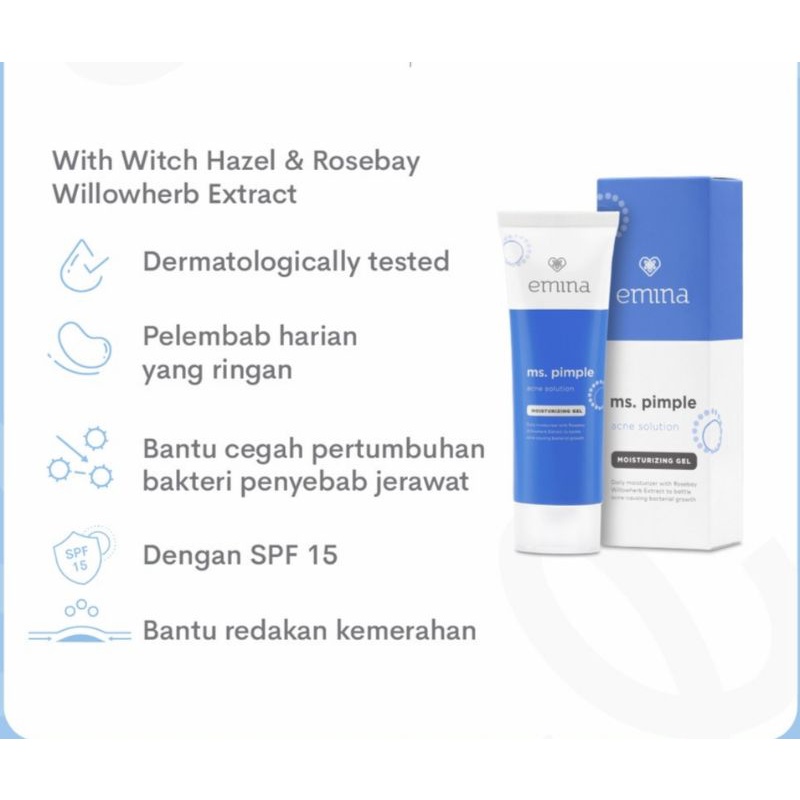 Emina Ms. Pimple Acne Solution Moisturizing Gel 20 ml - Pelembab Wajah Kulit Berjerawat