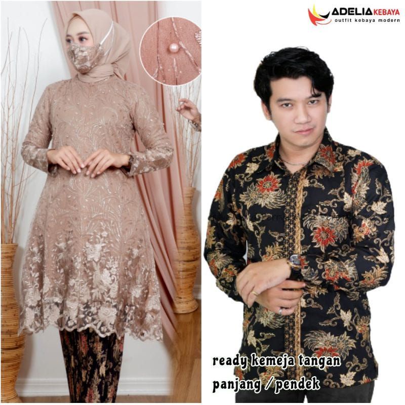 set couple kebaya tunik BUSUI FRIENDLY kebaya modern set couple kebaya-Set couple mocca