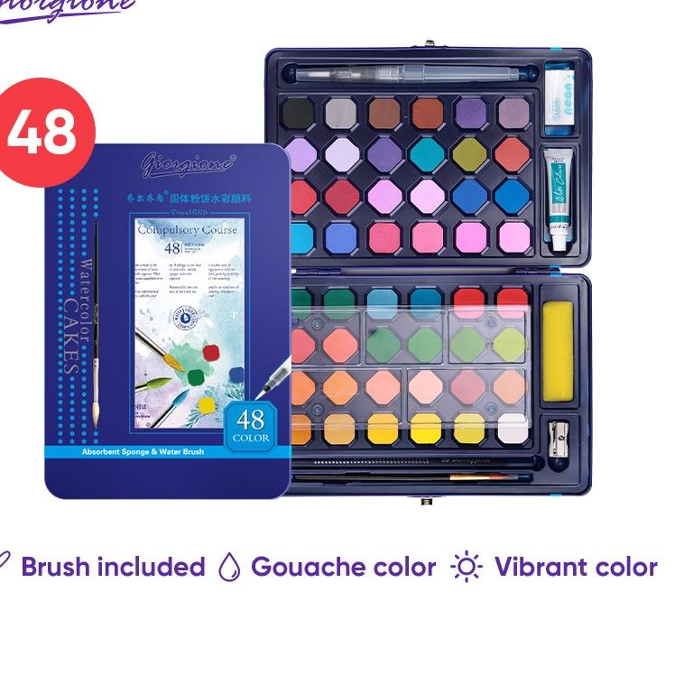 

Best Seller.. Giorgione Solid Watercolor Paint Cat Air 12/18/24/36/48 Warna Free Brush G-900