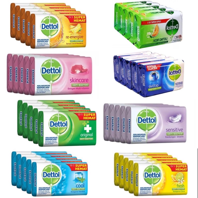 Dettol Bar Soap Anti Bactery / Active / Active / Cool / Fresh / Original / Sensitif / Skincare / Las