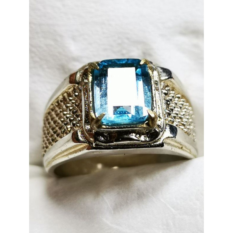 Batu permata natural swis blue topaz original