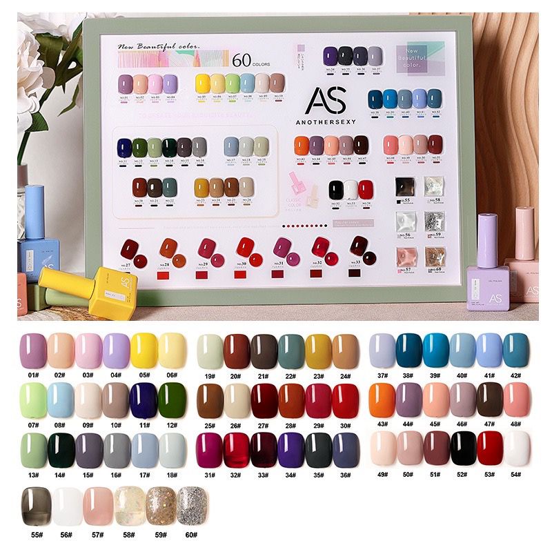 01-50 ￼AS NAIL GEL SERIES 60 WARNA HARGA PER BOTOL NAIL  GEL POLISH 15ml / KUTEK GEl AS SATUAN