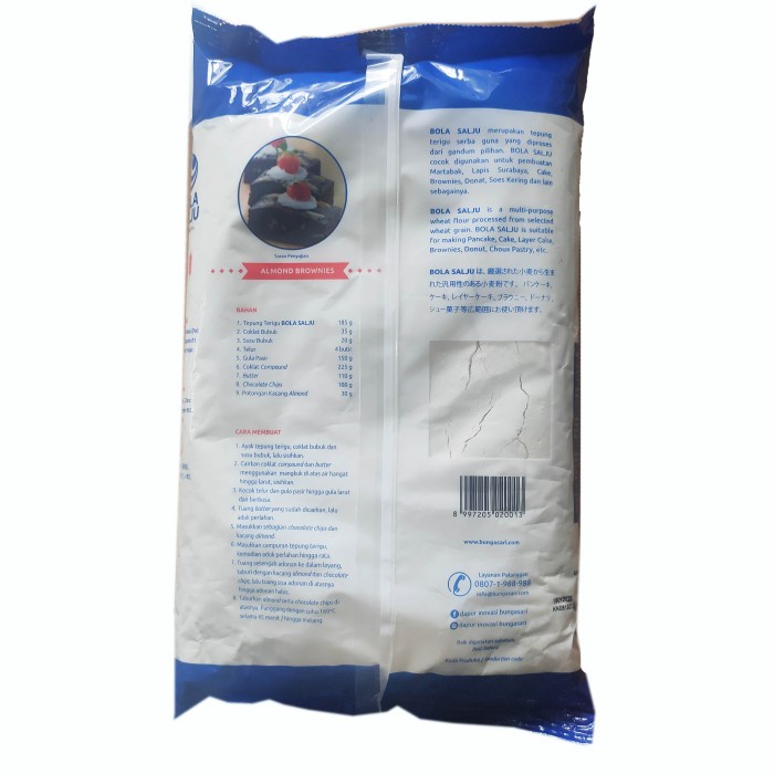 

cs01477 Tepung Terigu Bola Salju Serbaguna 1 Kg - Bungasari Protein Sedang Da01D100