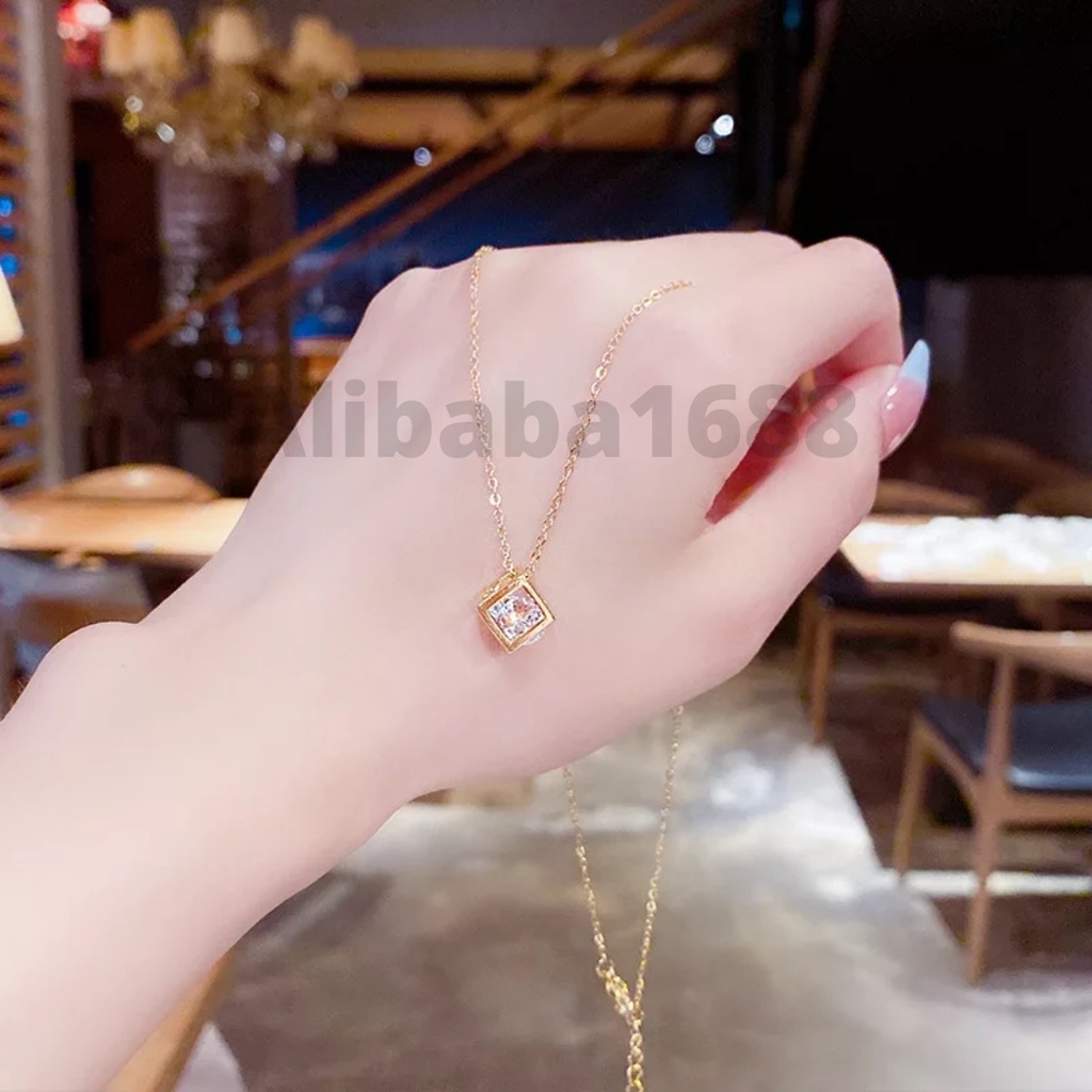 *ALIBABA1688*COD Kalung Alloy Anti Karat Crystal Berlian Fashion Model Import B15