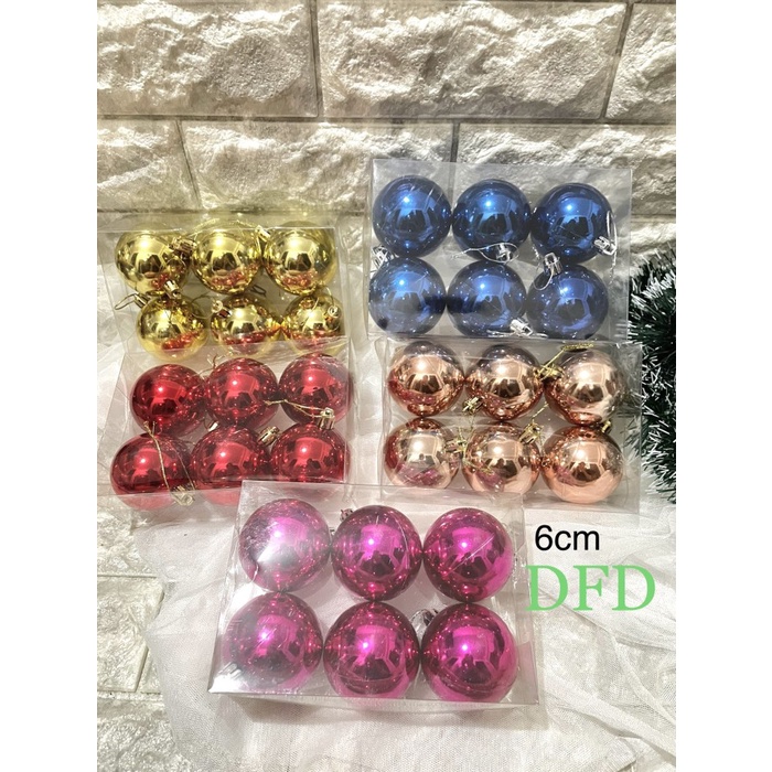 

Bola Natal 6 cm Polos Kilap isi 6 / Dekorasi Hiasan Pohon Natal - Biru