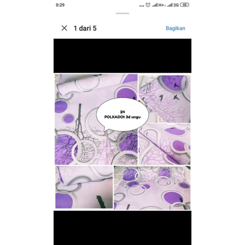 Wallpaper dinding motif polkadot ungu