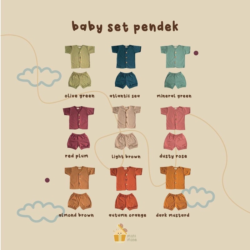 Minimine - Baby Set Pendek / setelan baju bayi lengan celana pendek laki-laki perempuan unisex / baju bayi new born / baju bayi baru lahir set / baju tidur bayi / piyama bayi / setelan bayi baru lahir / romper / playsuit / sleepsuit